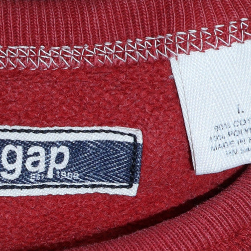 GAP Men's Red Crew Neck Logo Sweatshirt Size L Classic Fit Cotton