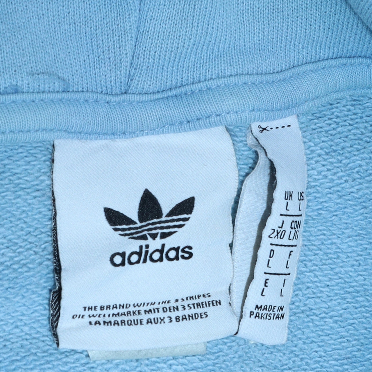 Adidas Mens Blue Hoodie L Pullover Hooded Sweatshirt Graphic Print