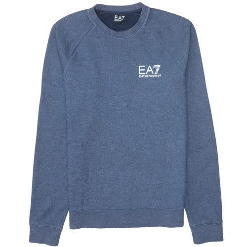 Emporio Armani EA7 Mens Blue Crew Neck Logo Sweatshirt Size L