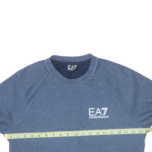 Emporio Armani EA7 Mens Blue Crew Neck Logo Sweatshirt Size L