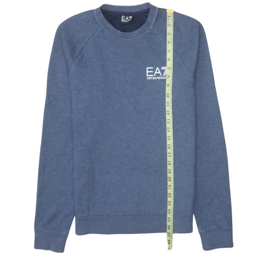 Emporio Armani EA7 Mens Blue Crew Neck Logo Sweatshirt Size L