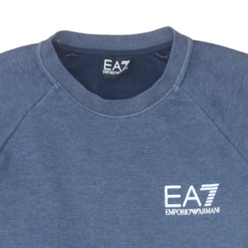 Emporio Armani EA7 Mens Blue Crew Neck Logo Sweatshirt Size L