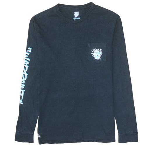 Quiksilver Men’s Black Long Sleeve Graphic Pocket T-Shirt Size S