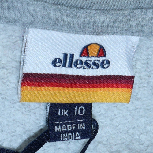 Ellesse Womens Grey Full Zip Hoodie UK 10 Cotton Blend