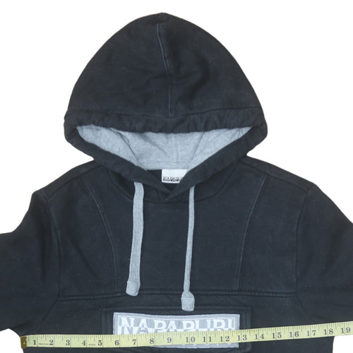 Napapijri Men's Black Pullover Hoodie M Logo Fleece Sweatshirt