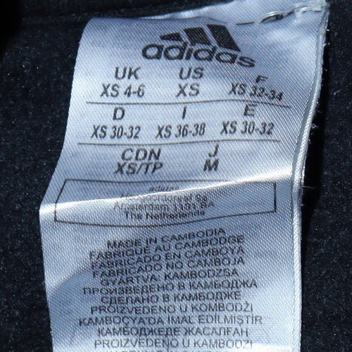 Adidas Women Black XS Pullover Hoodie Fleece Logo Sweatshirt