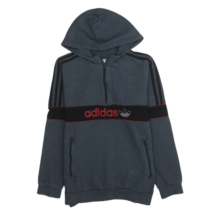 adidas Boys Grey 1/4 Zip Pullover Hoodie XL 15-16 Years Sports Fleece