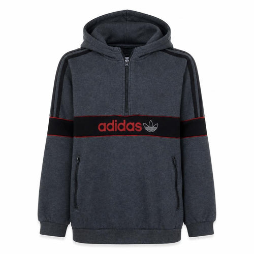 adidas Boys Grey 1/4 Zip Pullover Hoodie XL 15-16 Years Sports Fleece