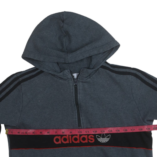 adidas Boys Grey 1/4 Zip Pullover Hoodie XL 15-16 Years Sports Fleece