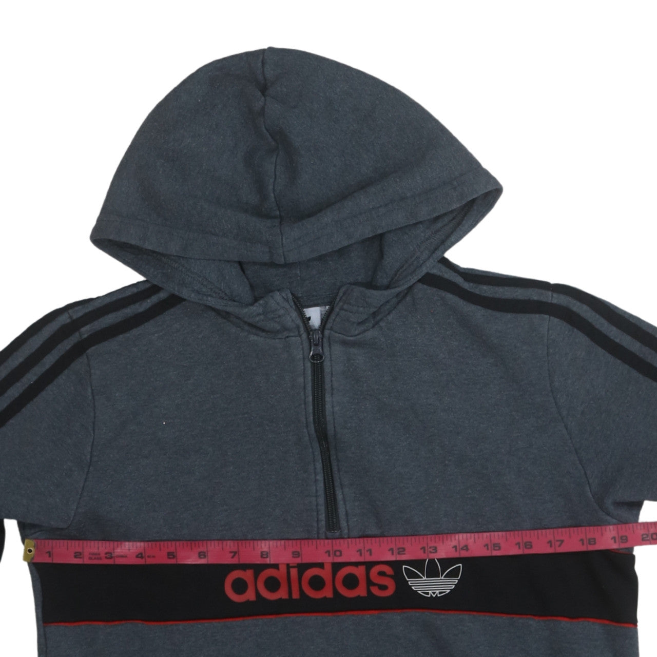 adidas Boys Grey 1/4 Zip Pullover Hoodie XL 15-16 Years Sports Fleece
