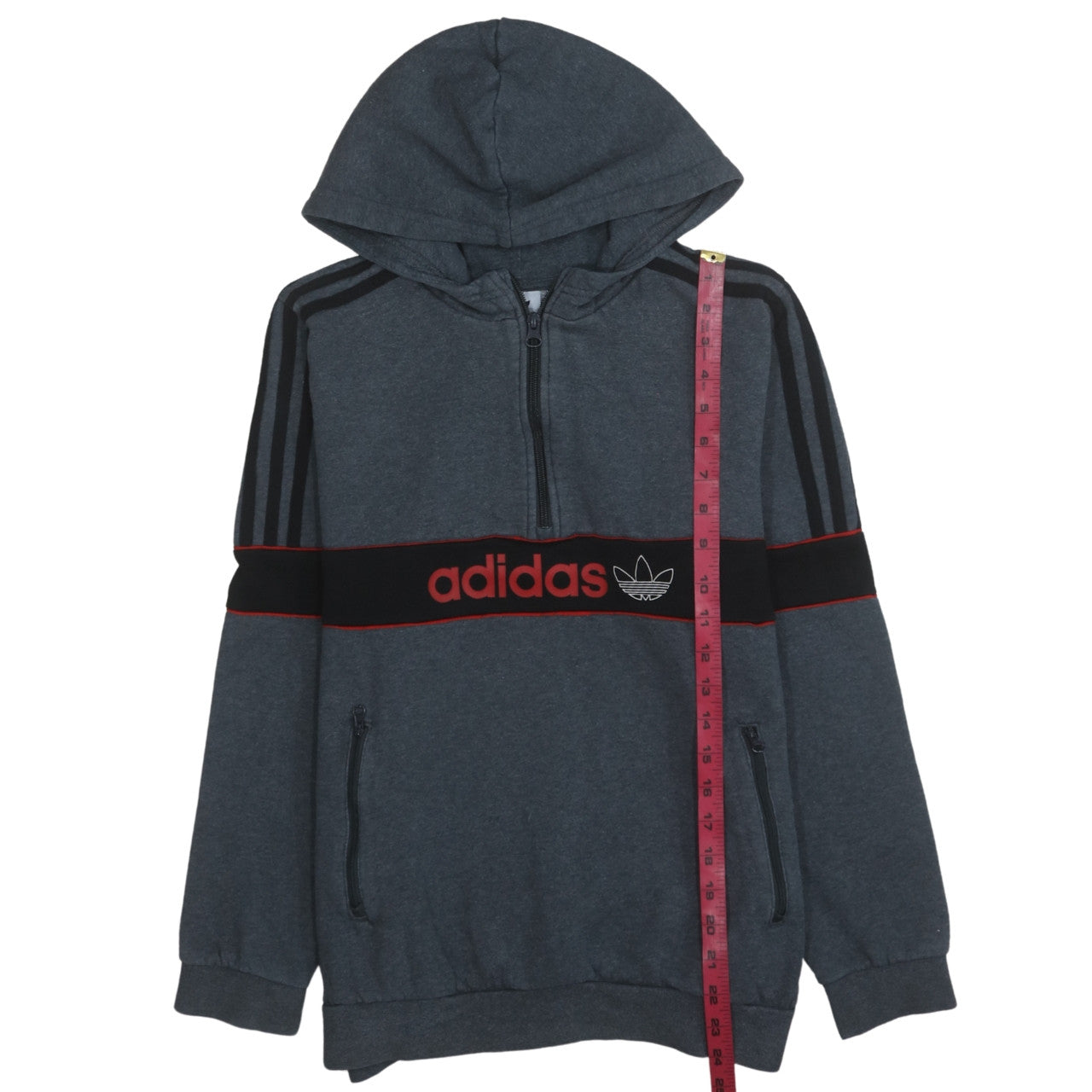 adidas Boys Grey 1/4 Zip Pullover Hoodie XL 15-16 Years Sports Fleece
