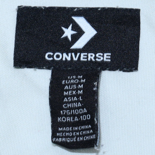 Converse Men's White Cotton Zip-Up Short Sleeve Shirt M