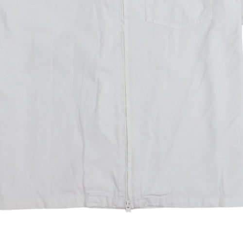 Converse Men's White Cotton Zip-Up Short Sleeve Shirt M