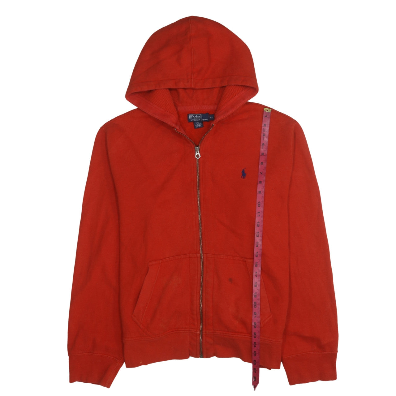 Polo Ralph Lauren Men's Red Full Zip Hoodie XL Cotton Fleece