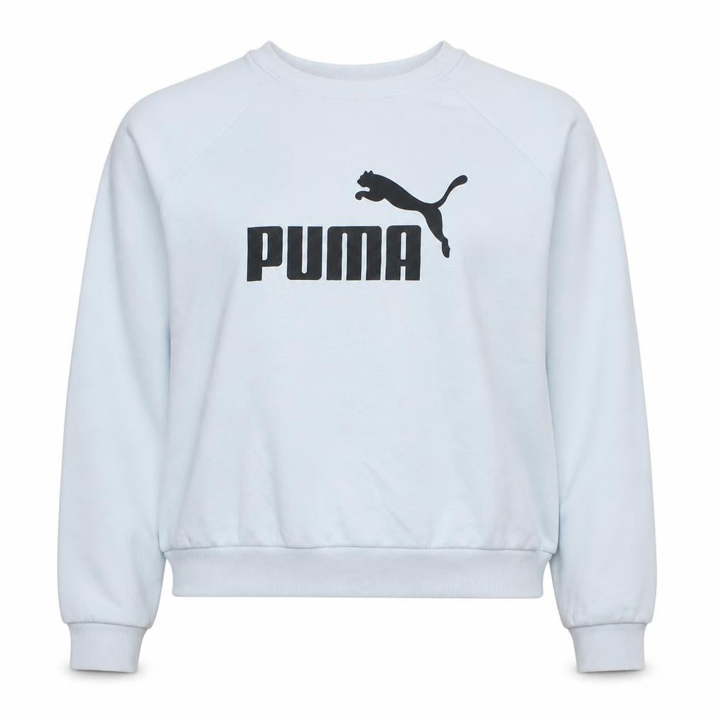 Puma Womens White Crew Neck Sweatshirt Medium Logo Print Pullover