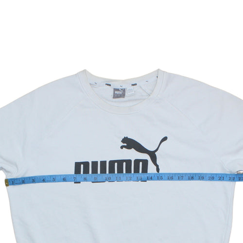 Puma Womens White Crew Neck Sweatshirt Medium Logo Print Pullover