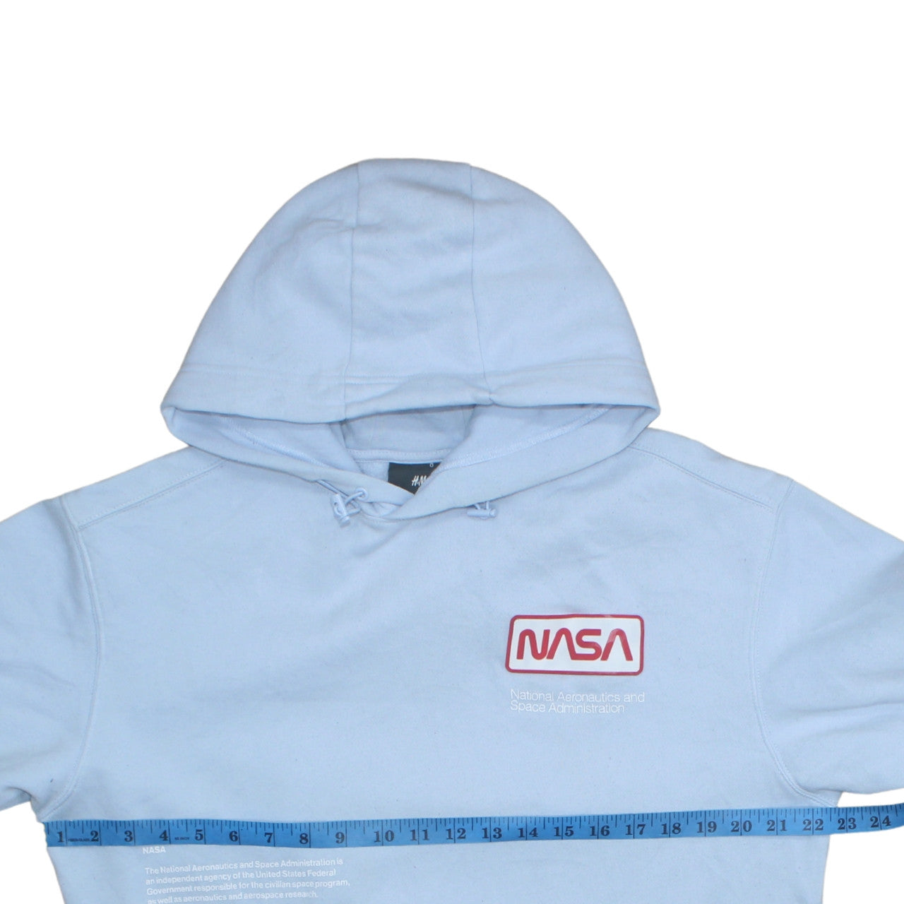 H&M Men Blue NASA Pullover Hoodie Size L Cotton Blend Reflective Trim