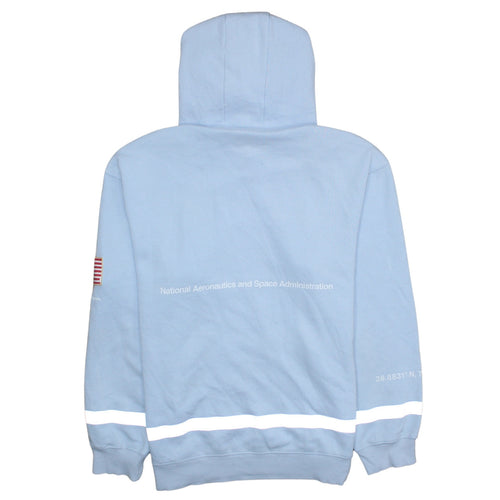 H&M Men Blue NASA Pullover Hoodie Size L Cotton Blend Reflective Trim