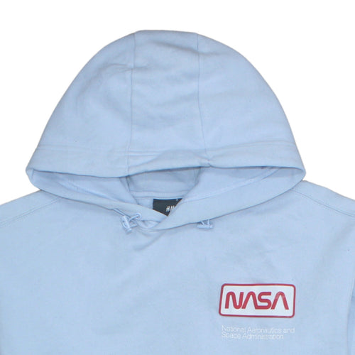 H&M Men Blue NASA Pullover Hoodie Size L Cotton Blend Reflective Trim