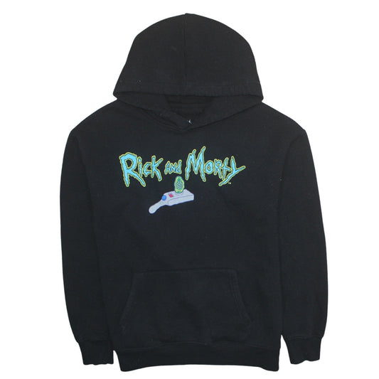 Pull&Bear Rick and Morty Black Men's S Pullover Hoodie Graphic Print