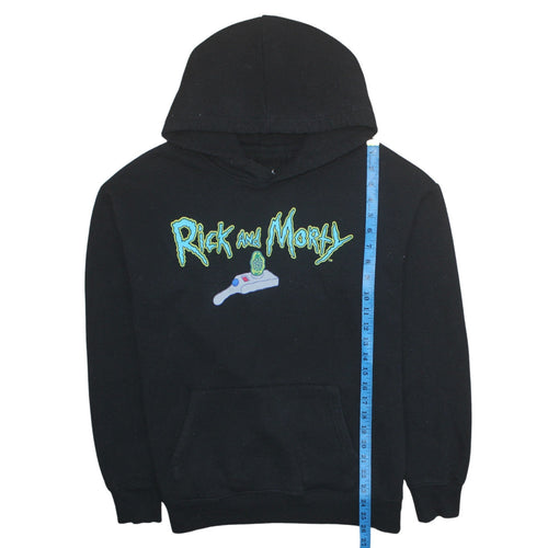 Pull&Bear Rick and Morty Black Men's S Pullover Hoodie Graphic Print