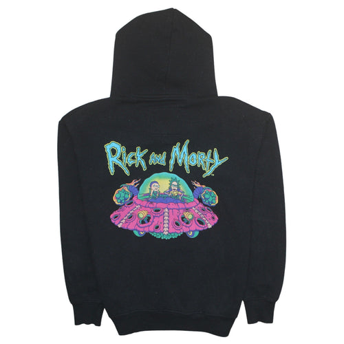 Pull&Bear Rick and Morty Black Men's S Pullover Hoodie Graphic Print