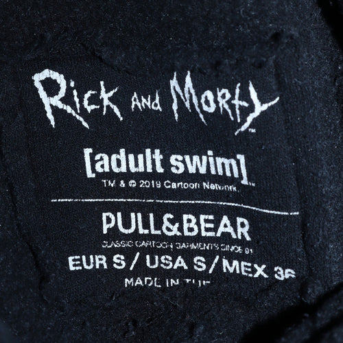 Pull&Bear Rick and Morty Black Men's S Pullover Hoodie Graphic Print