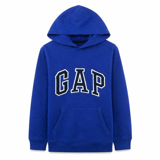 Front view of Gap Kids boys’ blue pullover hoodie xxl 14 years cotton blend classic