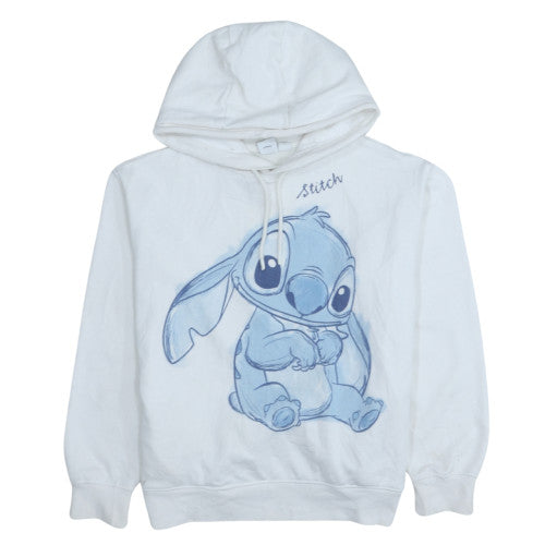 Disney Women White Stitch Pullover Hoodie Size 10/12 Fleece Sweatshirt