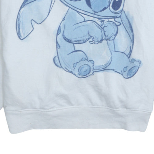 Disney Women White Stitch Pullover Hoodie Size 10/12 Fleece Sweatshirt