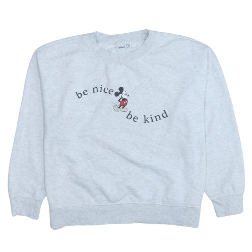Disney Women Grey Mickey Mouse Be Nice Be Kind Sweatshirt L