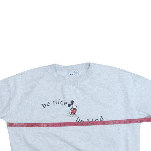 Disney Women Grey Mickey Mouse Be Nice Be Kind Sweatshirt L