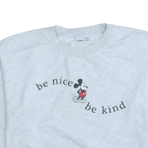 Disney Women Grey Mickey Mouse Be Nice Be Kind Sweatshirt L