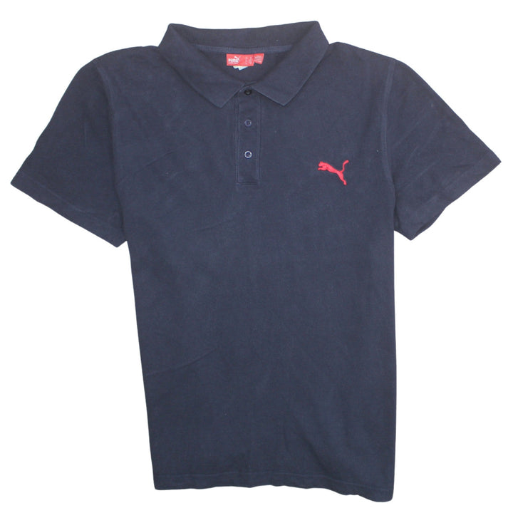 Puma Men's Blue XL Cotton Polo Shirt with Red Logo