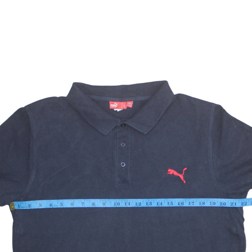 Puma Men's Blue XL Cotton Polo Shirt with Red Logo