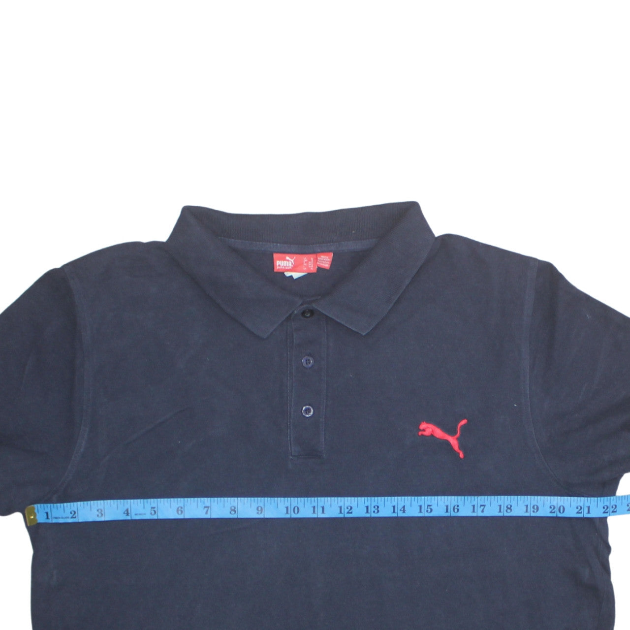 Puma Men's Blue XL Cotton Polo Shirt with Red Logo