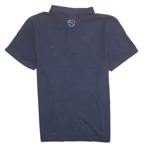 Puma Men's Blue XL Cotton Polo Shirt with Red Logo