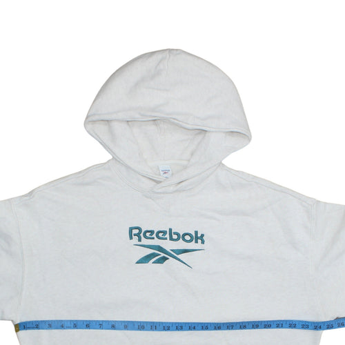 Reebok Women's White Pullover Hoodie Sweatshirt Size M Logo Style