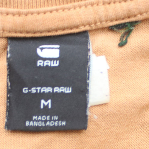 G-Star Raw Men's Beige Cotton Crew Neck Short Sleeve T-Shirt M
