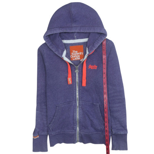 Superdry Orange Label Womens Blue Full Zip Hoodie Size M