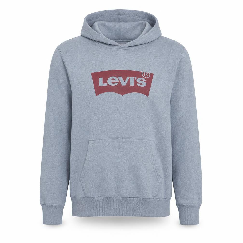 Front view of Levi's Men's Grey Pullover Hoodie M Regular Fit Logo Sweatshirt