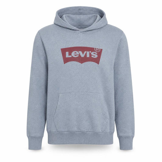 Front view of Levi's Men's Grey Pullover Hoodie M Regular Fit Logo Sweatshirt
