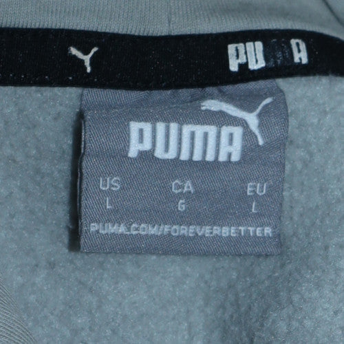 Puma Mens Grey Pullover Hoodie L Grey Fleece Sweatshirt