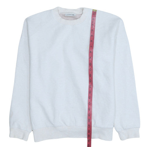 Lacoste Men's White Crew Neck Cotton Blend Pullover Sweatshirt M