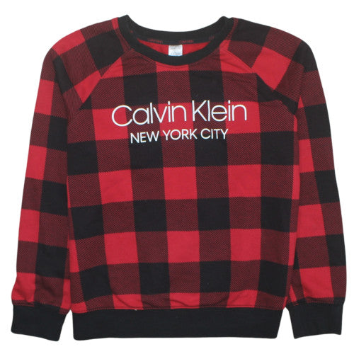 Calvin Klein Mens Red Black Check Pyjama Top M Sleepwear Lounge