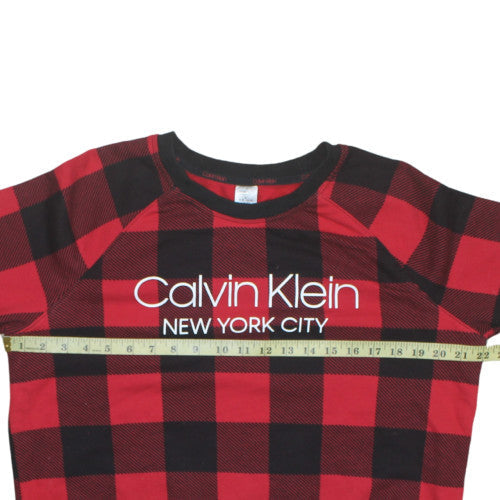 Calvin Klein Mens Red Black Check Pyjama Top M Sleepwear Lounge