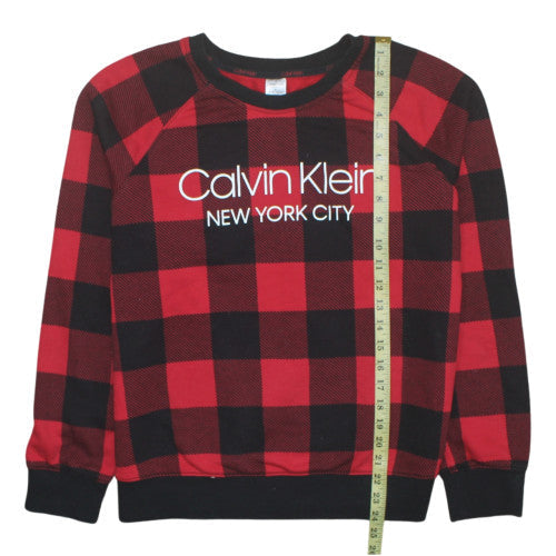 Calvin Klein Mens Red Black Check Pyjama Top M Sleepwear Lounge