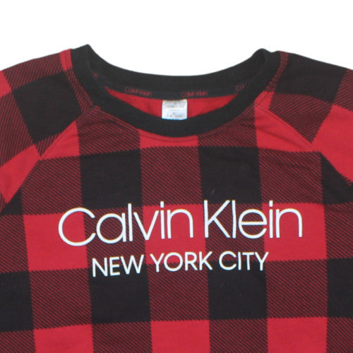 Calvin Klein Mens Red Black Check Pyjama Top M Sleepwear Lounge