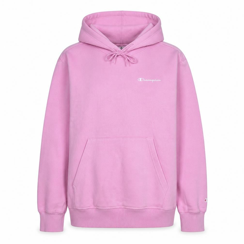 Front view of Champion women’s pink pullover hoodie small cotton blend casual