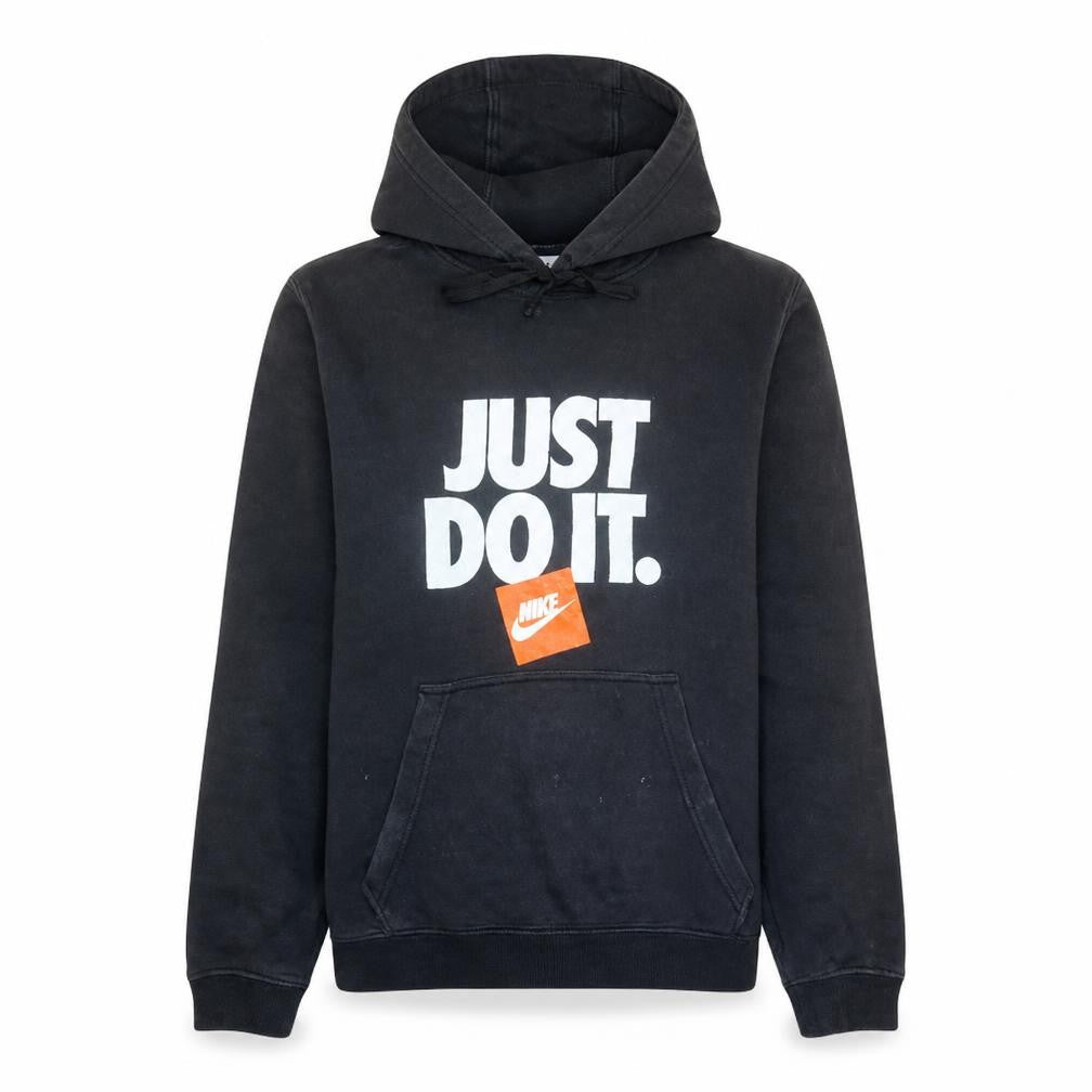 Front view of Nike Men's Black Pullover Hoodie M 'Just Do It' Graphic Sportswear
